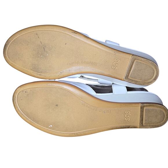 SAS Caress White Strap Wedge Sandal Womens 10 N Comfort Sandal Excellent - Picture 6 of 9